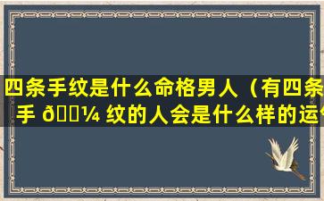 四条手纹是什么命格男人（有四条手 🐼 纹的人会是什么样的运气 🌺 ）